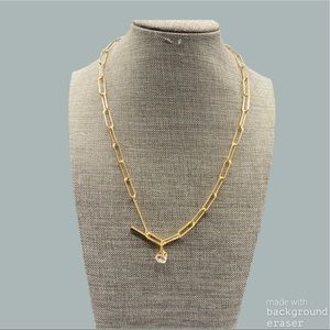 Paperclip and cz stone gold necklace